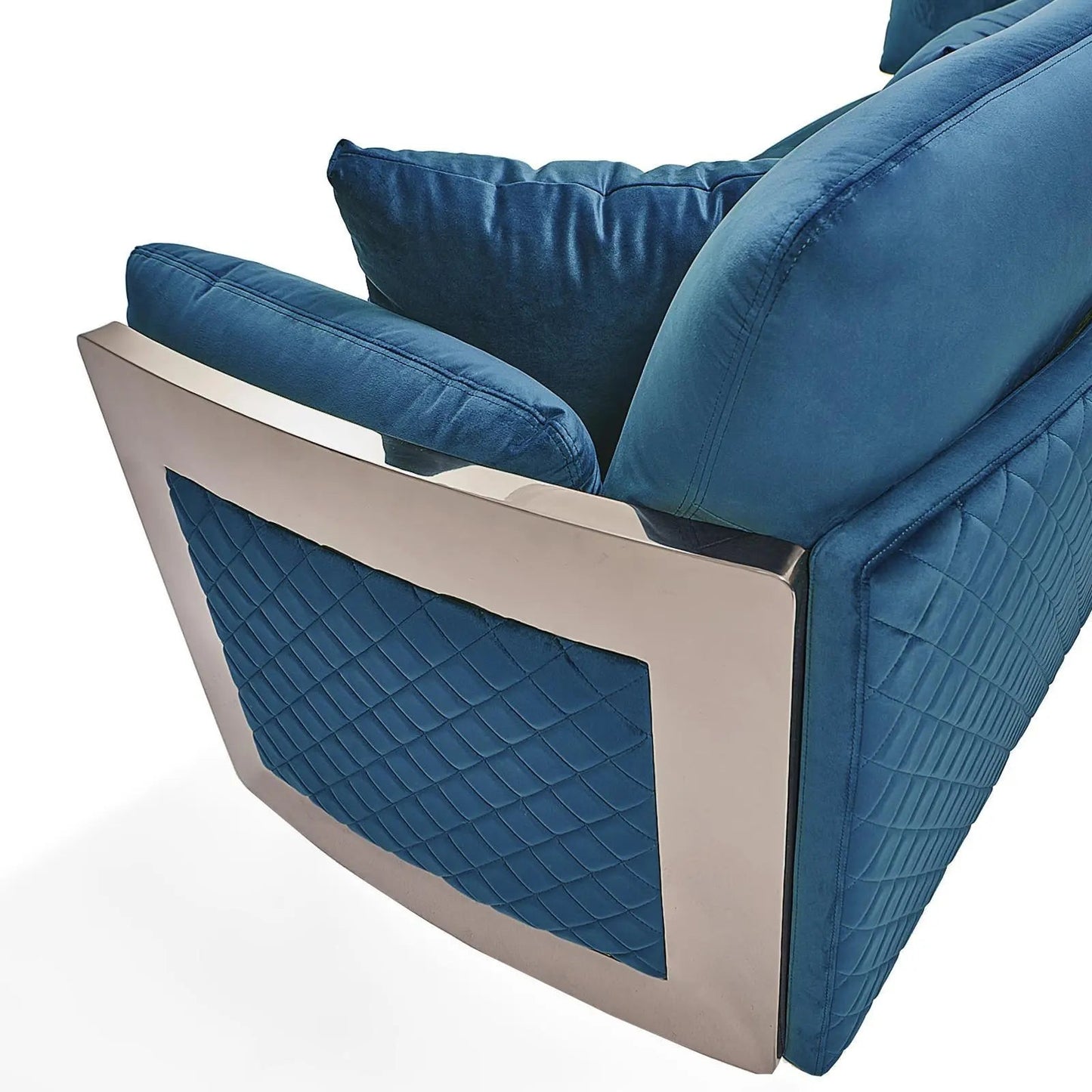 Adagio Silver Luxury Sofa Set in Dark Blue