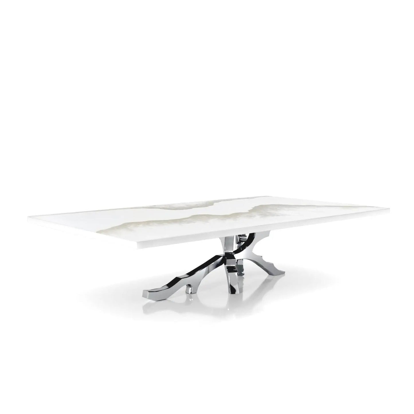 Albero Polished Stainless Steel Base White Mountain Large Coffee Table