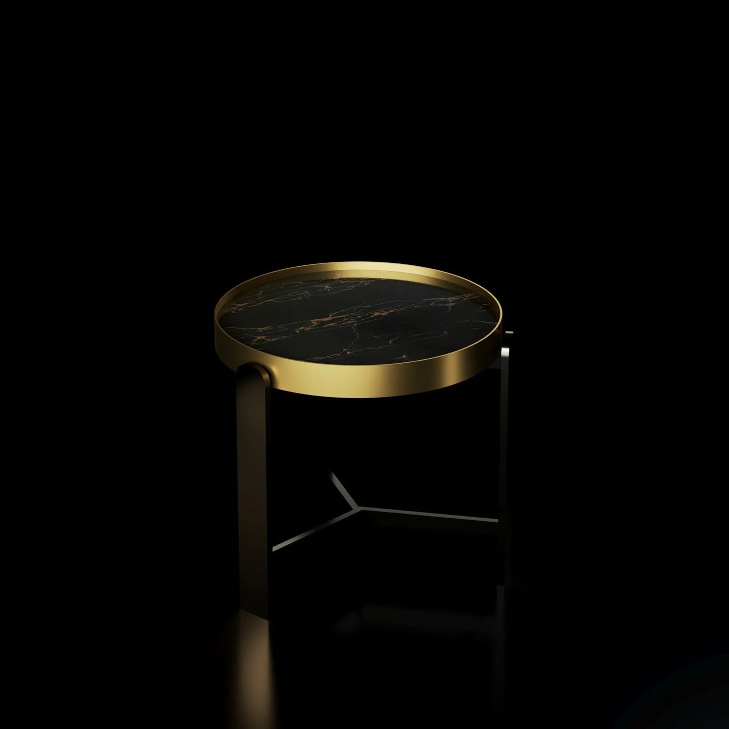 Armani Round End Table | Brushed Champagne Gold & Black