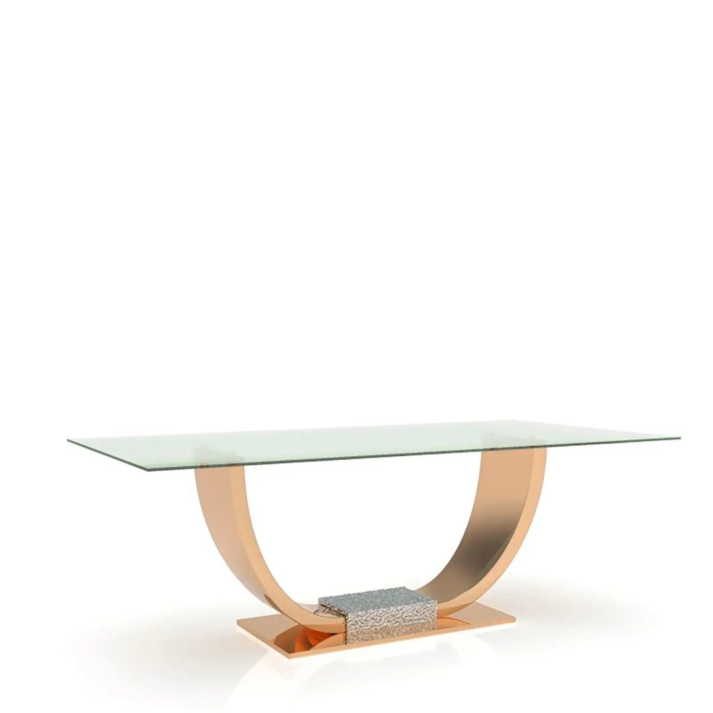 Bella Rect Rose Gold Polished Stainless Steel Base Dining Table RG