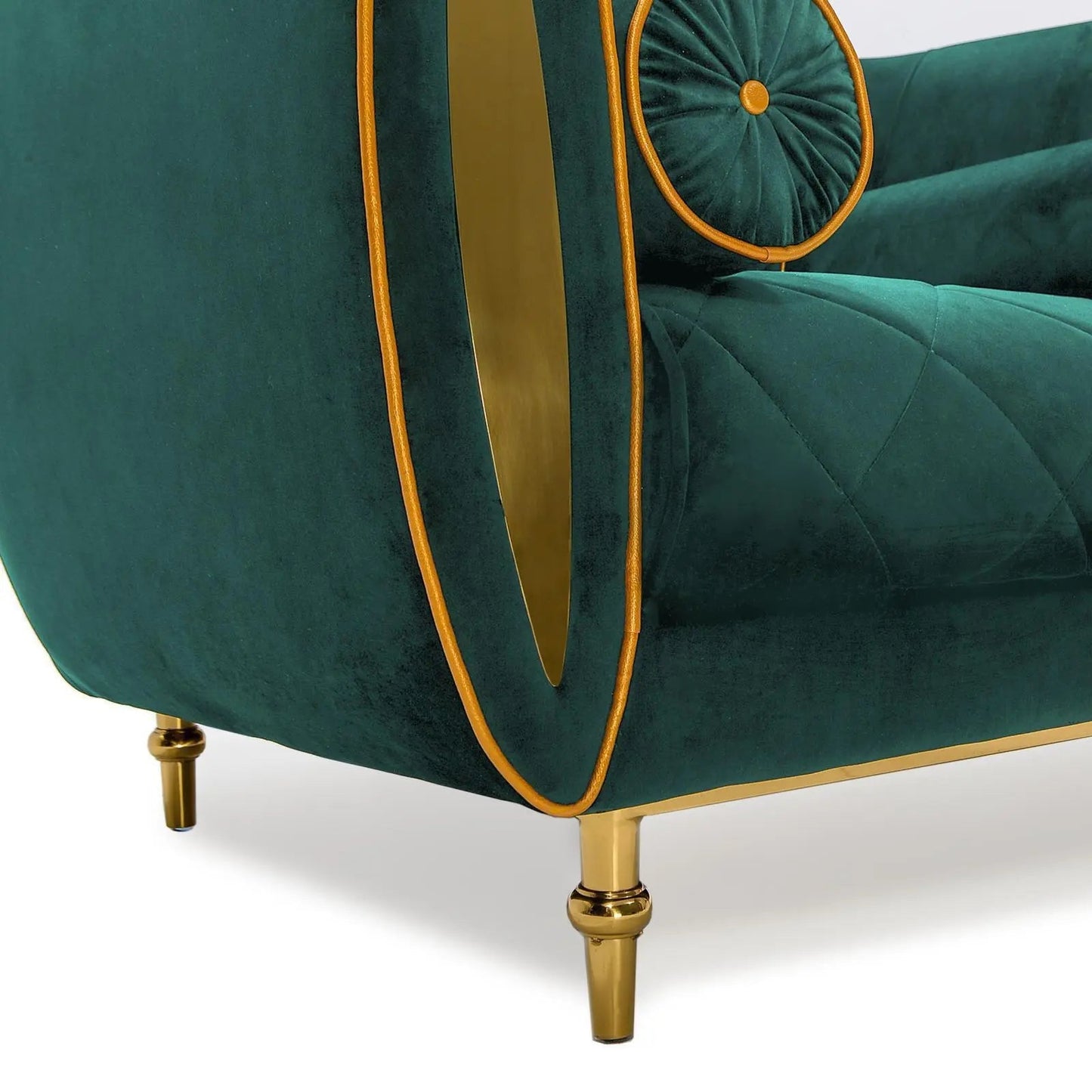 Cerchio Gold Sofa Set in Dark Green