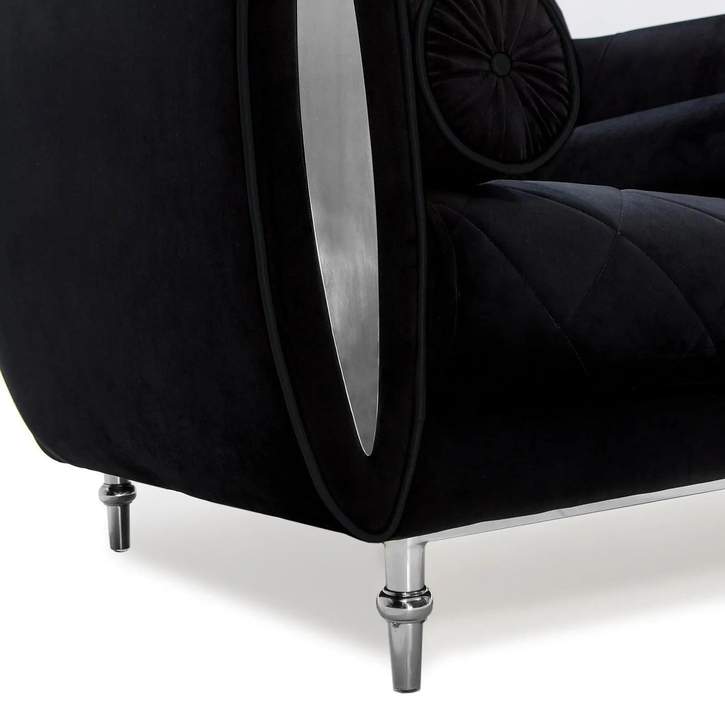 Cerchio Silver-Trim Sofa Set – Black