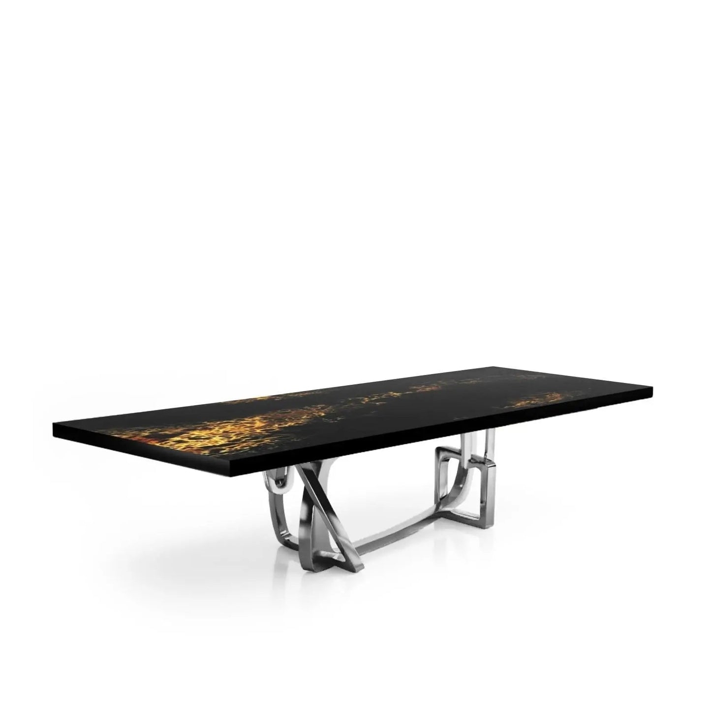 Flow Silver Black Art Small Dining Table