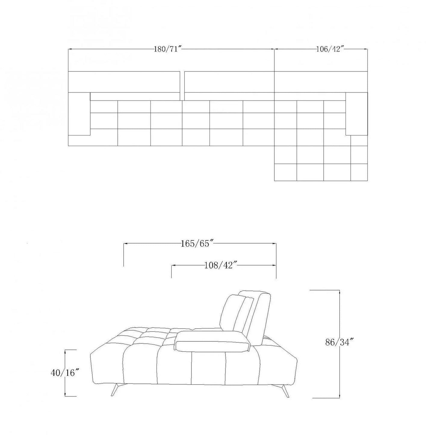 Francesco LAF Sofa Chaise Sectional – Black Base Edition