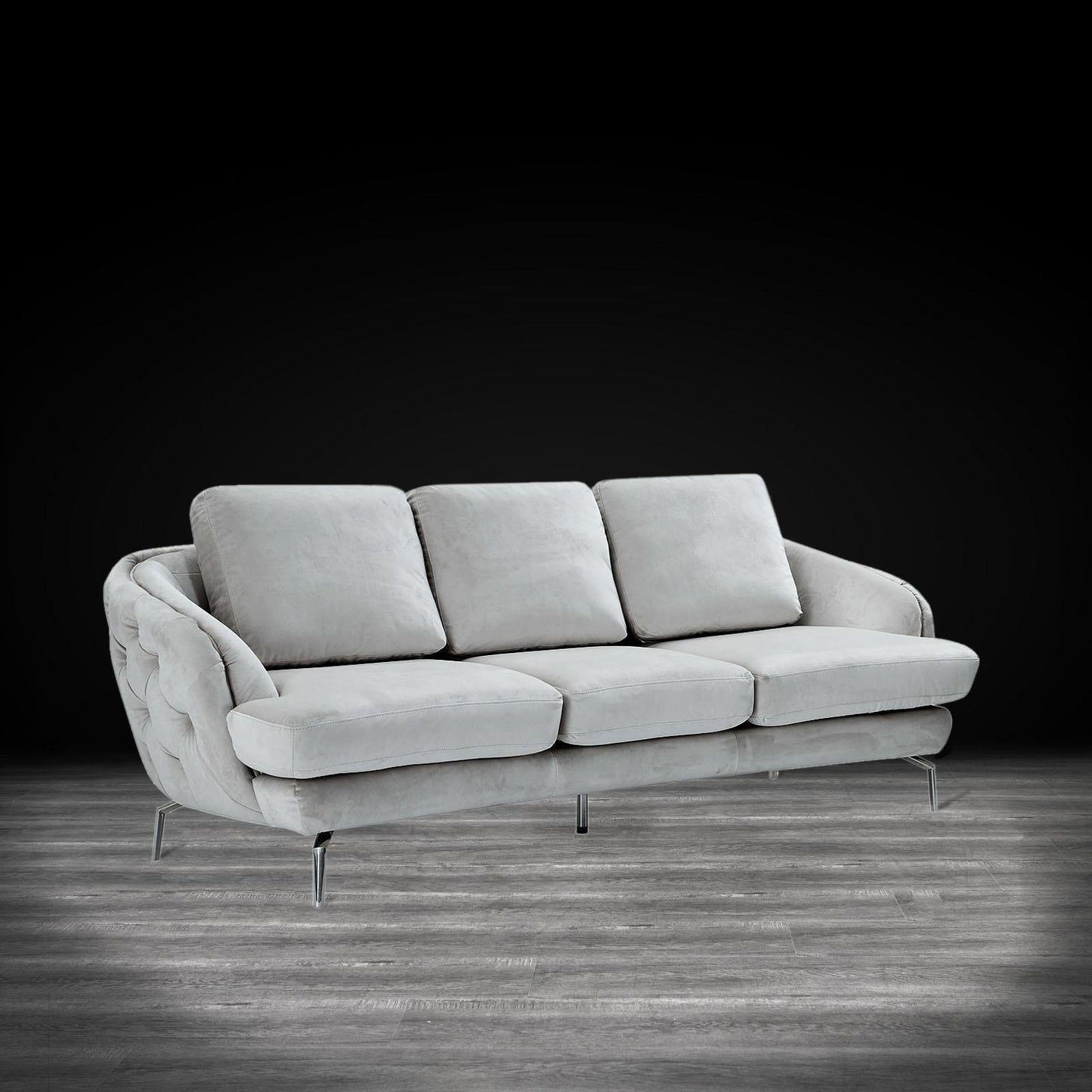 Giulia Silver Sofa Chaise Set – Light Gray