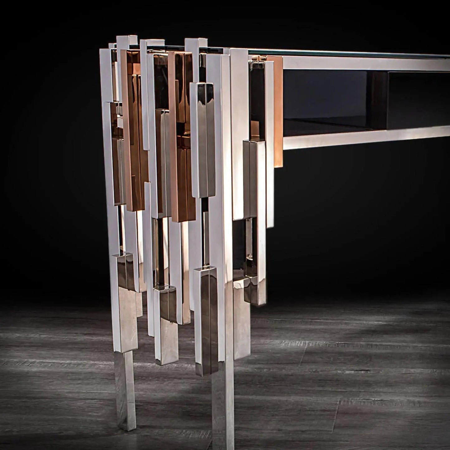 Illusion Glass-Top Console Table with Contemporary Appeal