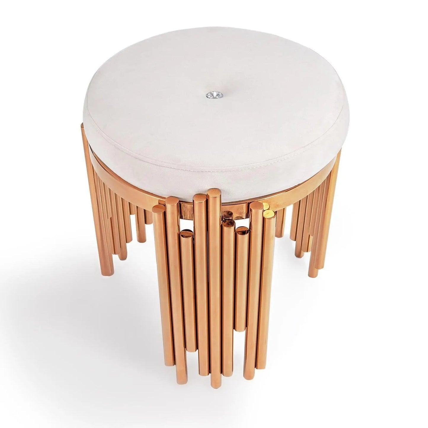 Mauris Accent Stool in Rose Gold & Beige