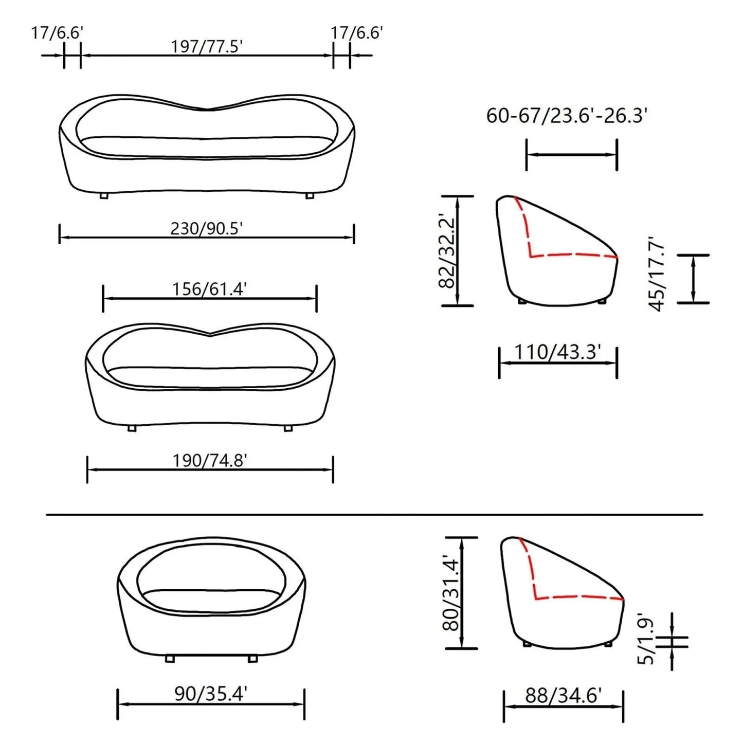 Riccardo Modern Sofa Set – Black
