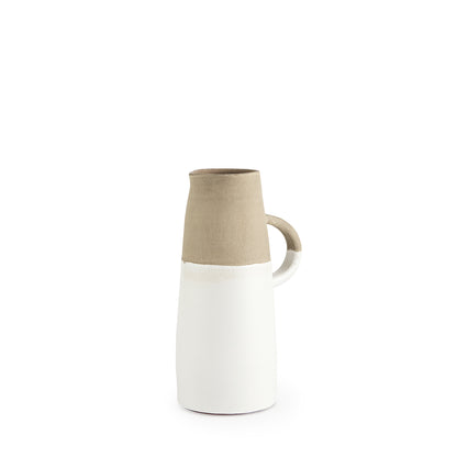 Garand Small 13H Two-Toned White Natural Ceramic Jug