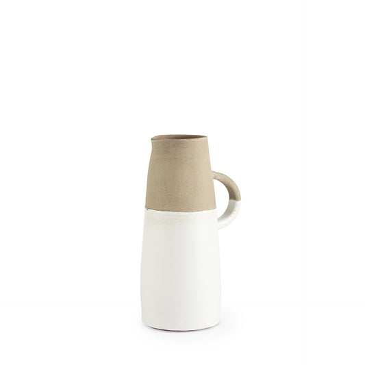Garand Small 13H Two-Toned White Natural Ceramic Jug