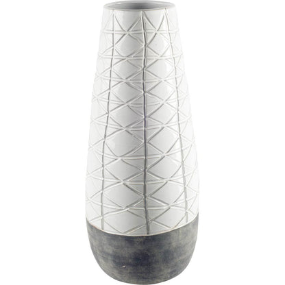 Harrier II Large Gray Ceramic Dark Base White Vase