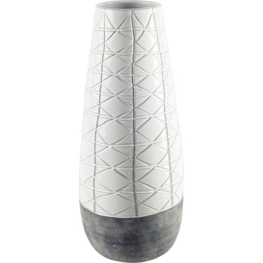 Harrier II Large Gray Ceramic Dark Base White Vase