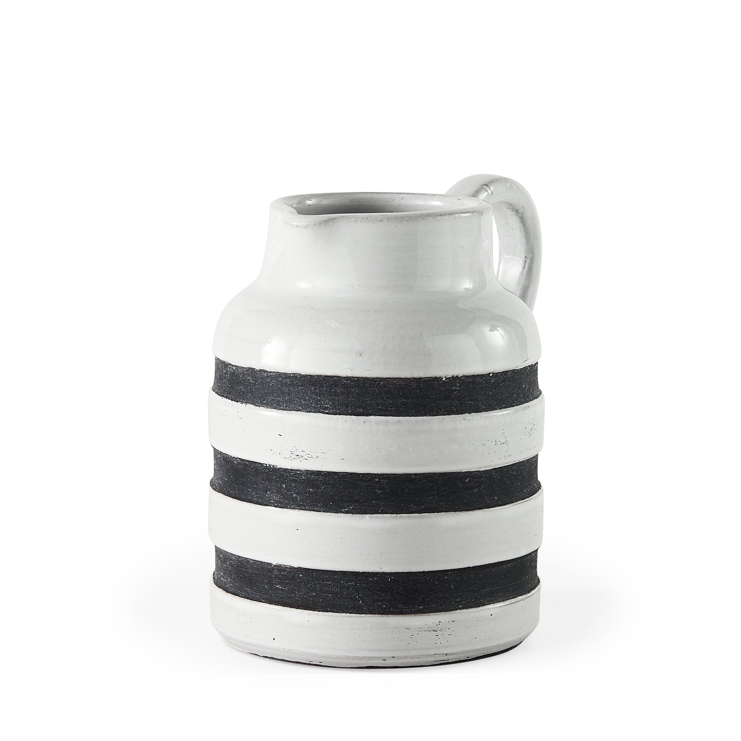 Harmon I Small White w/ Charcoal Stripes Ceramic Jug