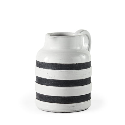 Harmon I Small White w/ Charcoal Stripes Ceramic Jug