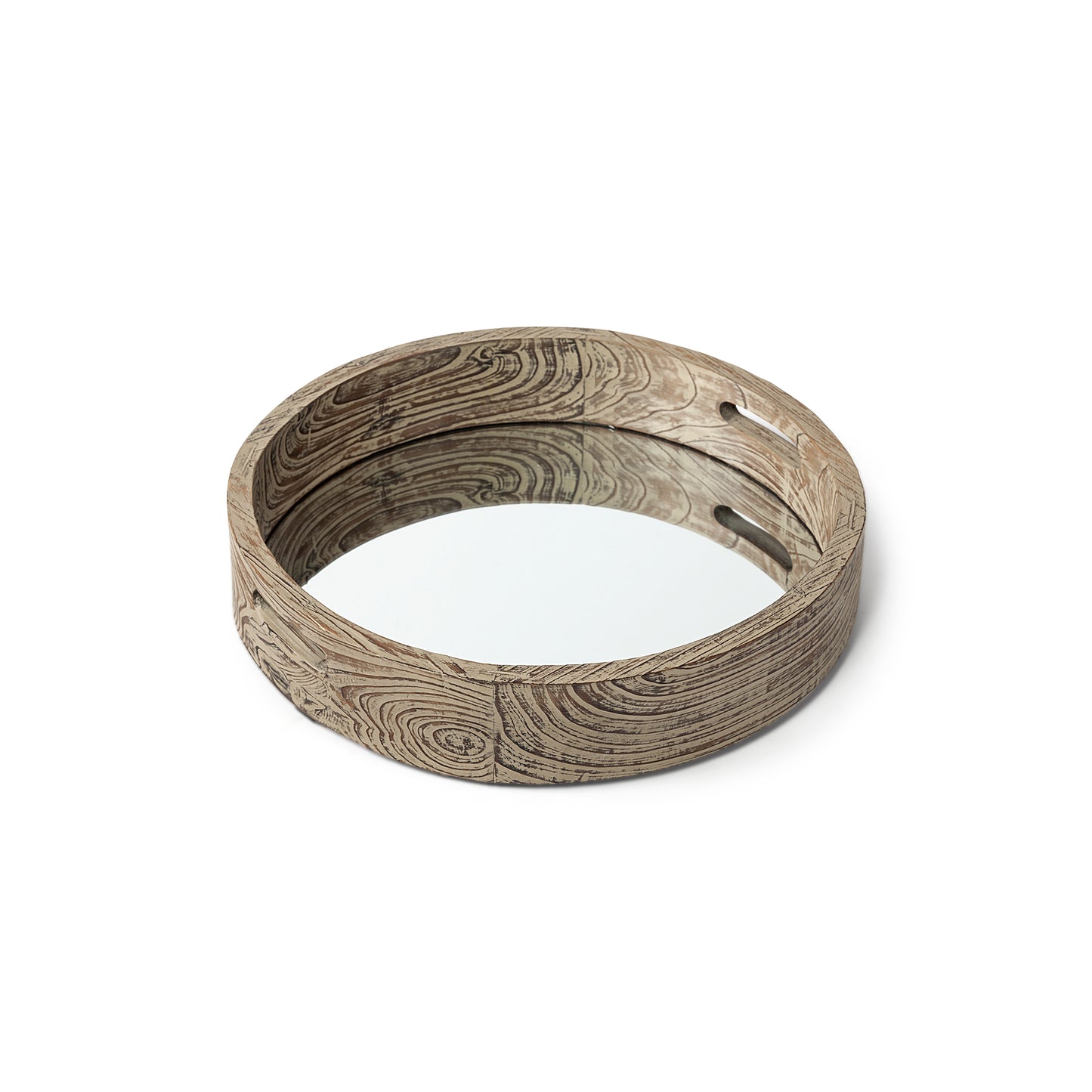 Whittier Small 20L x 20W Brown Wooden Mirrored Base Tray