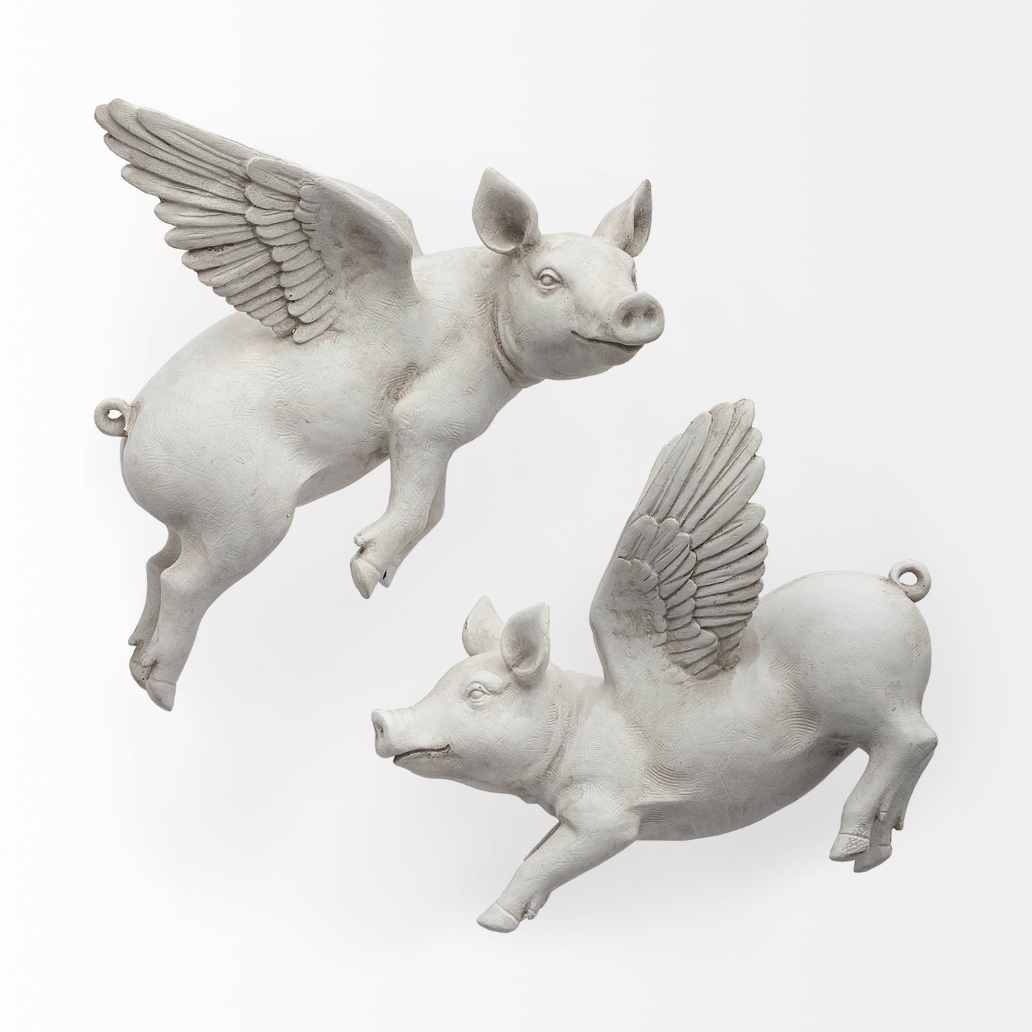 Hogbadi Set of 2 White Flying Pigs