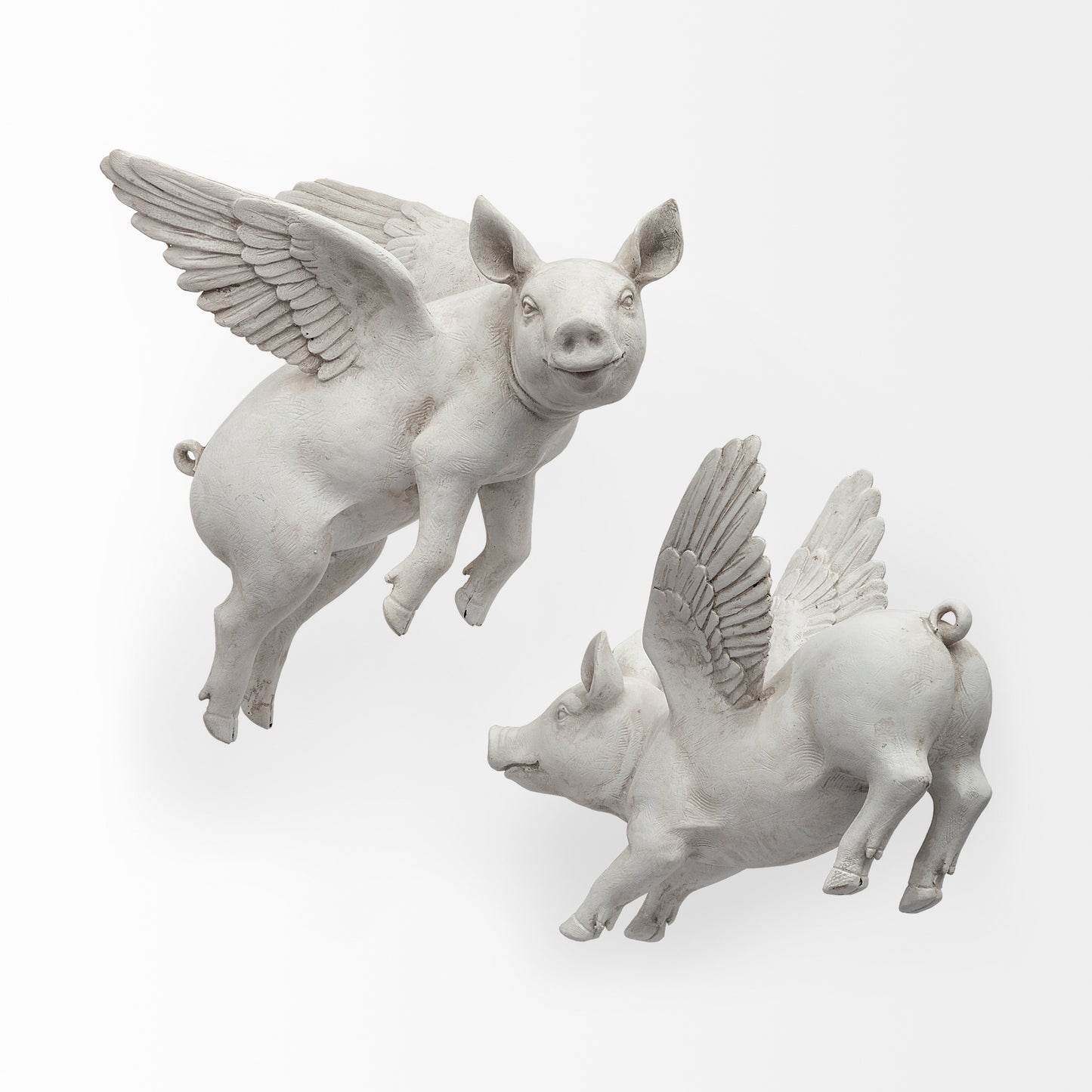 Hogbadi Set of 2 White Flying Pigs