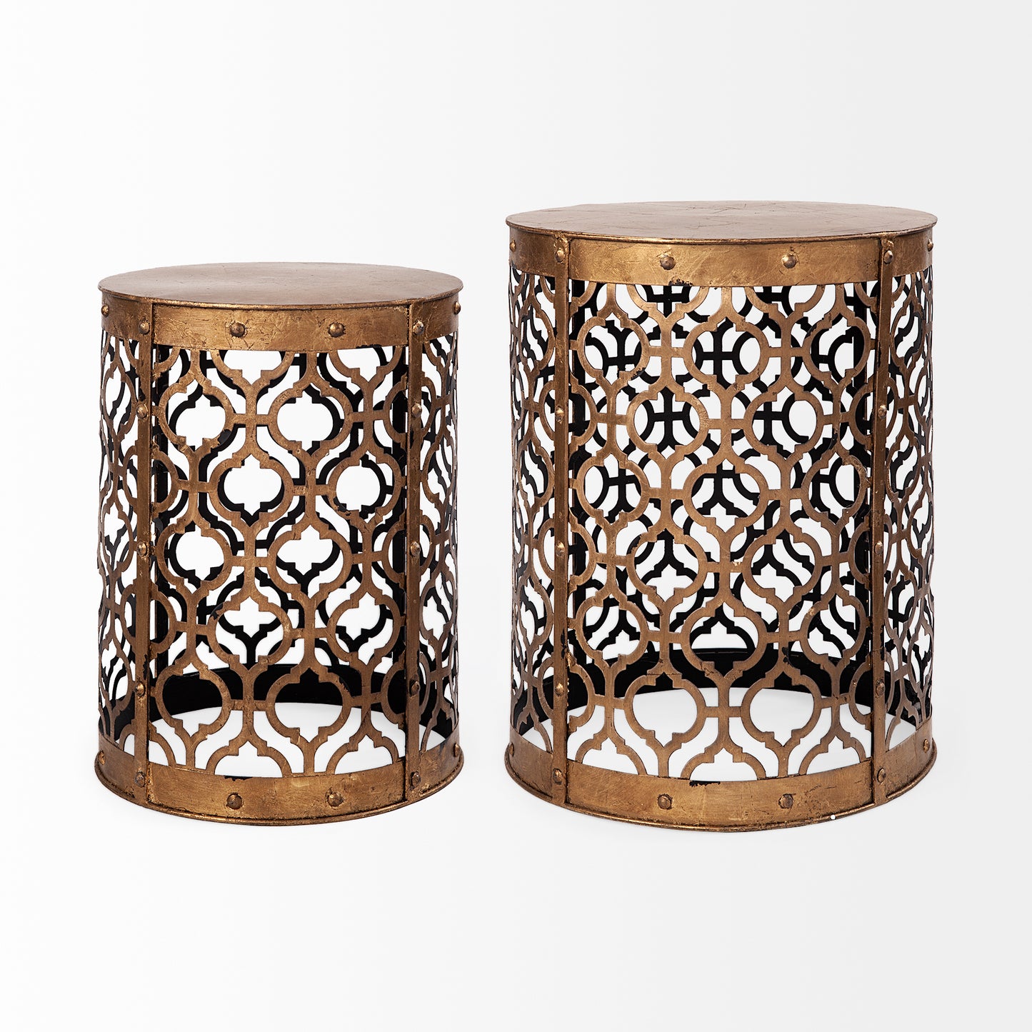 Rudebekia (Set of 2) 16L x 16W Gold Round Metal Accent Tables