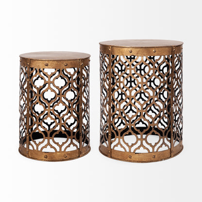 Rudebekia (Set of 2) 16L x 16W Gold Round Metal Accent Tables