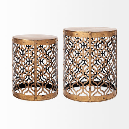Rudebekia (Set of 2) 16L x 16W Gold Round Metal Accent Tables