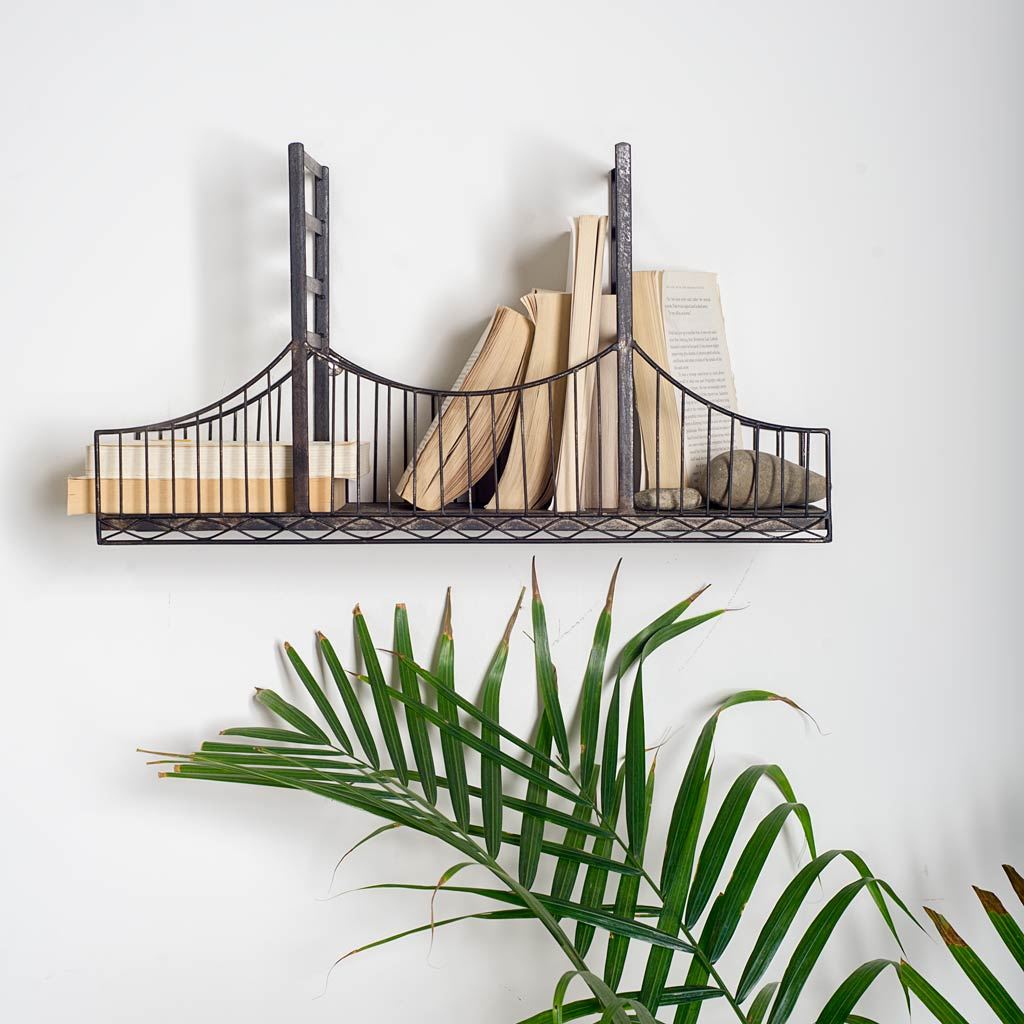 Fran 7.1 x 22.0 x 12.0 Matte Black Metal Golden Gate Bridge Wall Furniture