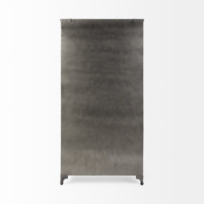 Poppy II 73.8" H Black Metal With Glass Door Display Cabinet