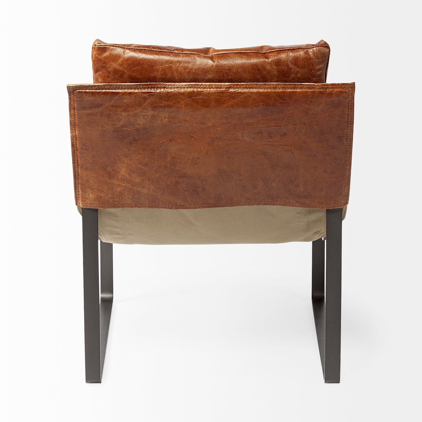 Hornet I 27.0L x 35.0W x 36.0H Brown Leather Unibody Seat w/ Black Metal Frame Accent Chair