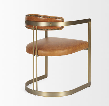 Vyra Dark Brown Wood w/ Cream Fabric Accent Chair