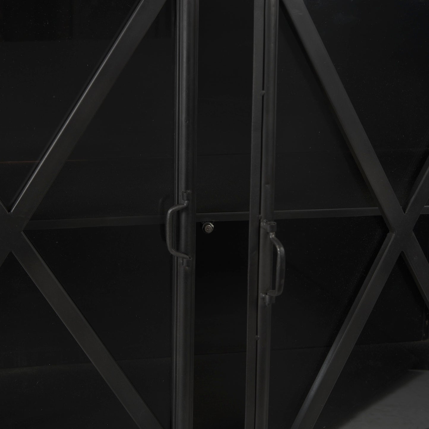 Poppy I 79x16 Black Metal With Glass Door Sideboard