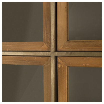 Pandora I 74" H Brown Wood and Metal Glass Door Display Cabinet