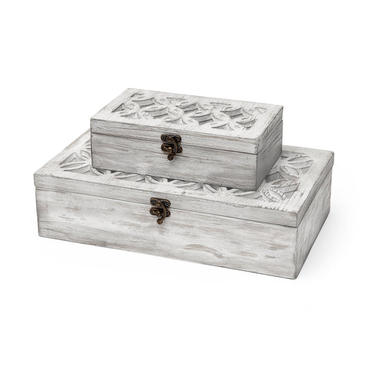 Floribundus (Set of 2) Off-White Decorative Boxes