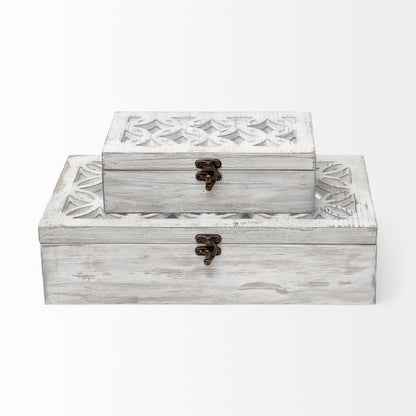 Floribundus (Set of 2) Off-White Decorative Boxes