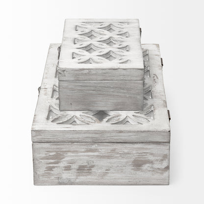Floribundus (Set of 2) Off-White Decorative Boxes