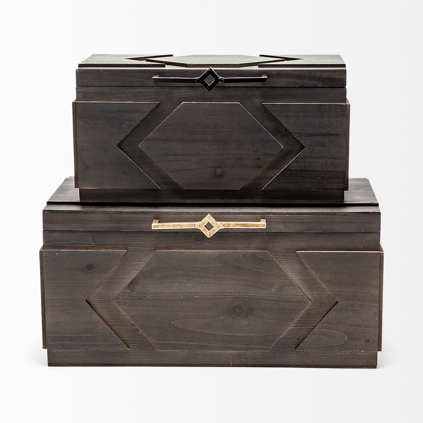 Cassia Set of 2 Brown Wooden Boxes