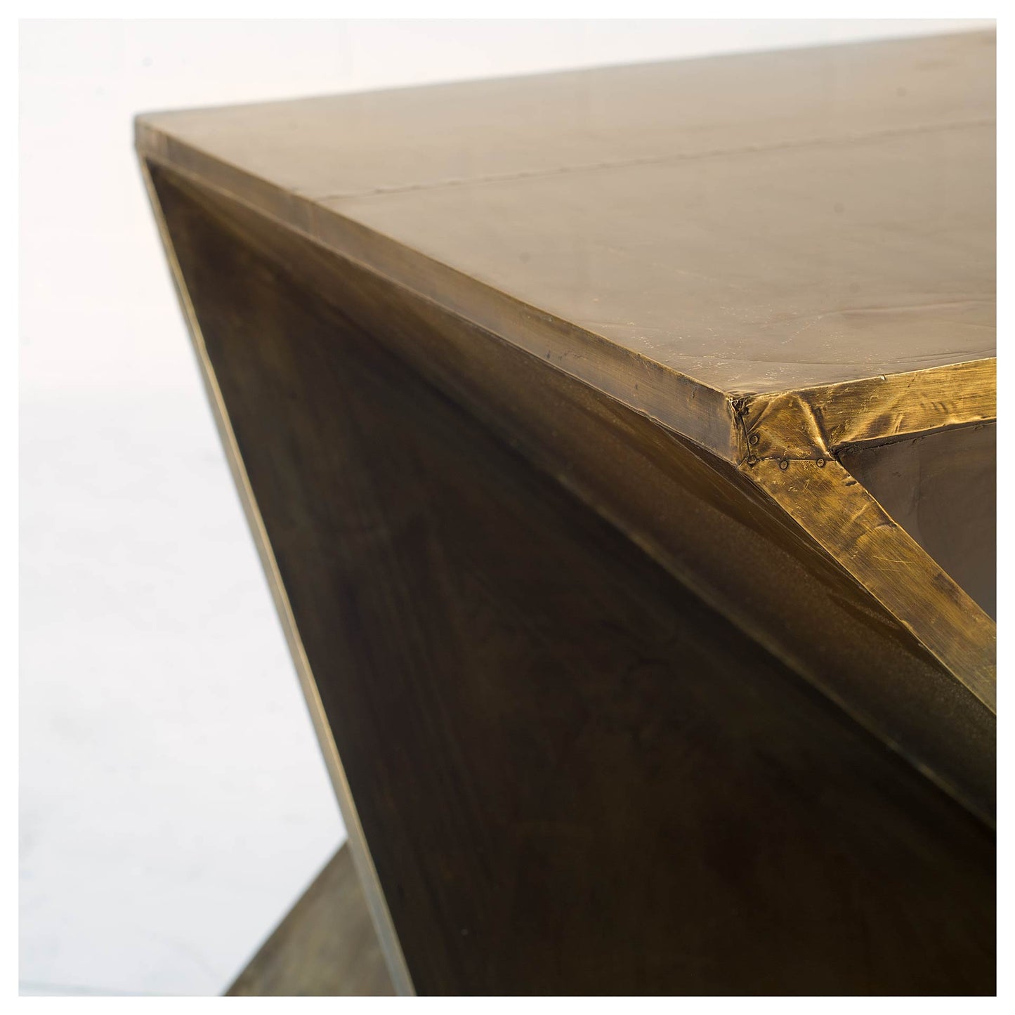 Zelda 20L x 20W Gold Metal-Cladded Z-Shaped Wooden Accent Table