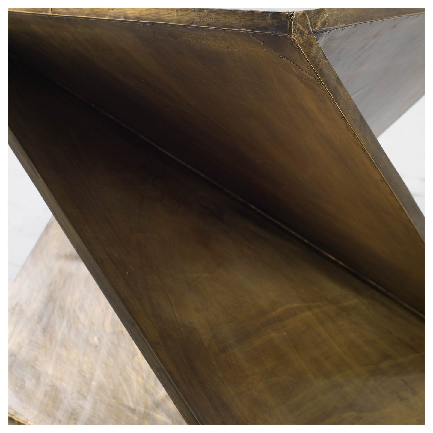 Zelda 20L x 20W Gold Metal-Cladded Z-Shaped Wooden Accent Table