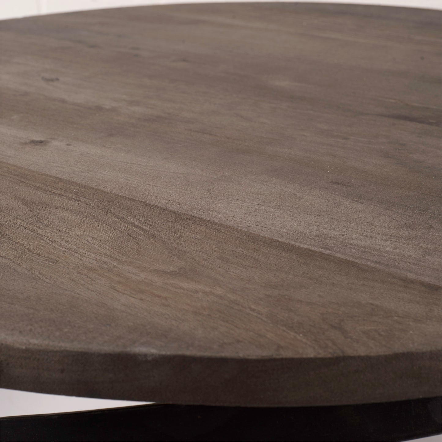 Triumph 40" Round Brown Solid Wood Top Black Metal Base Coffee Table