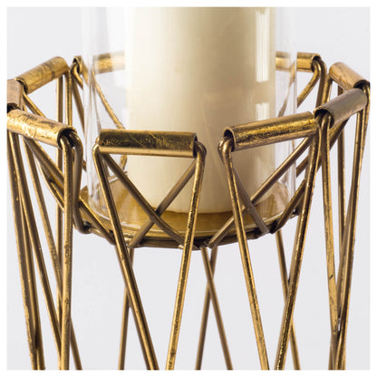 Othello II Short Antiqued Brass Metal Table Candle Holder
