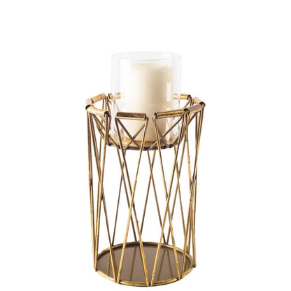 Othello II Short Antiqued Brass Metal Table Candle Holder