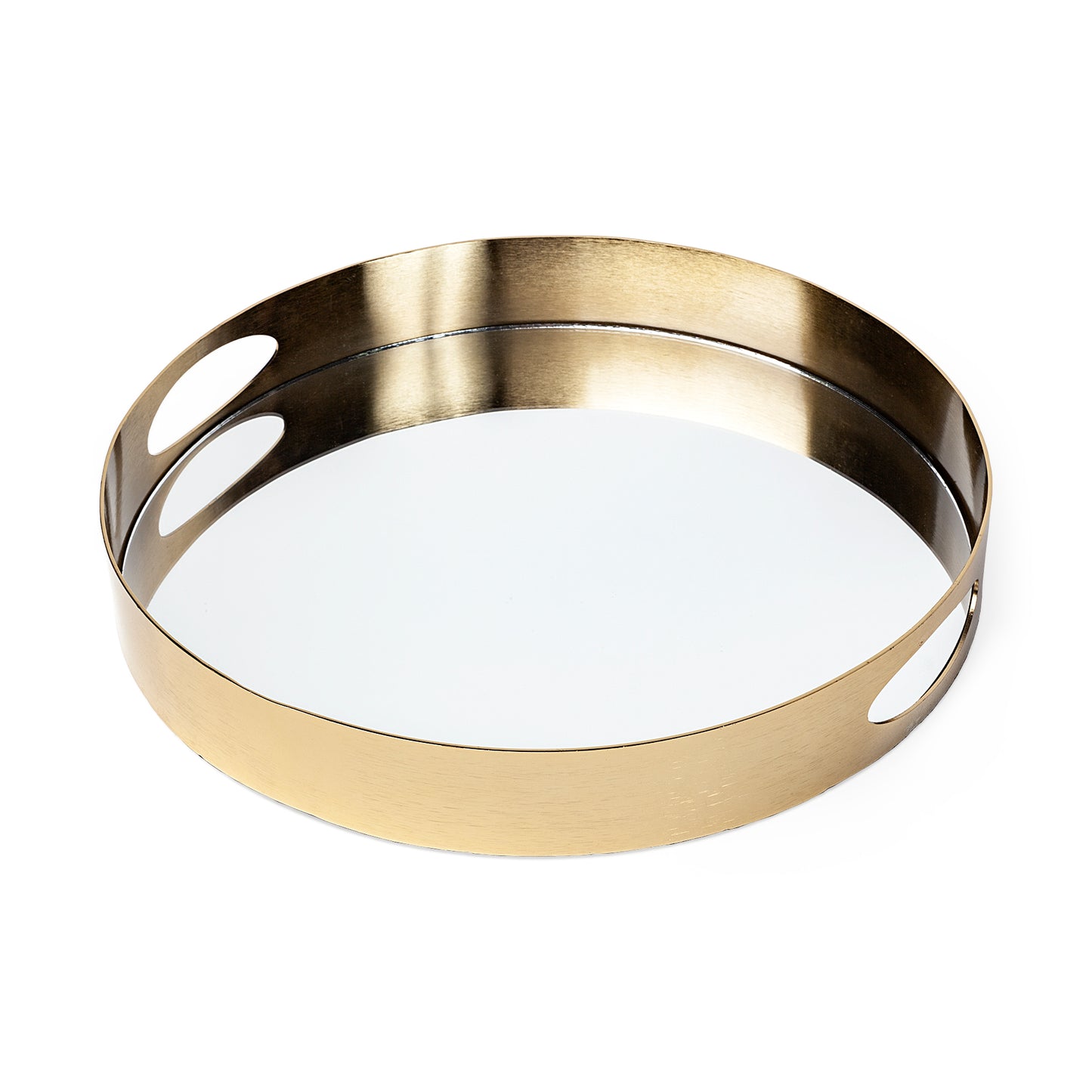 Serkis 15L x 15W Gold Metal Mirrored Base Round Tray