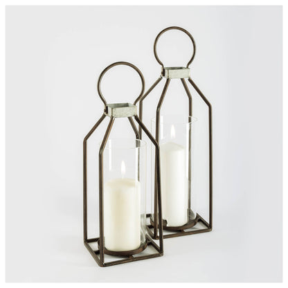 Kingston II Small Rustic Metal Framed Table Candle Holder