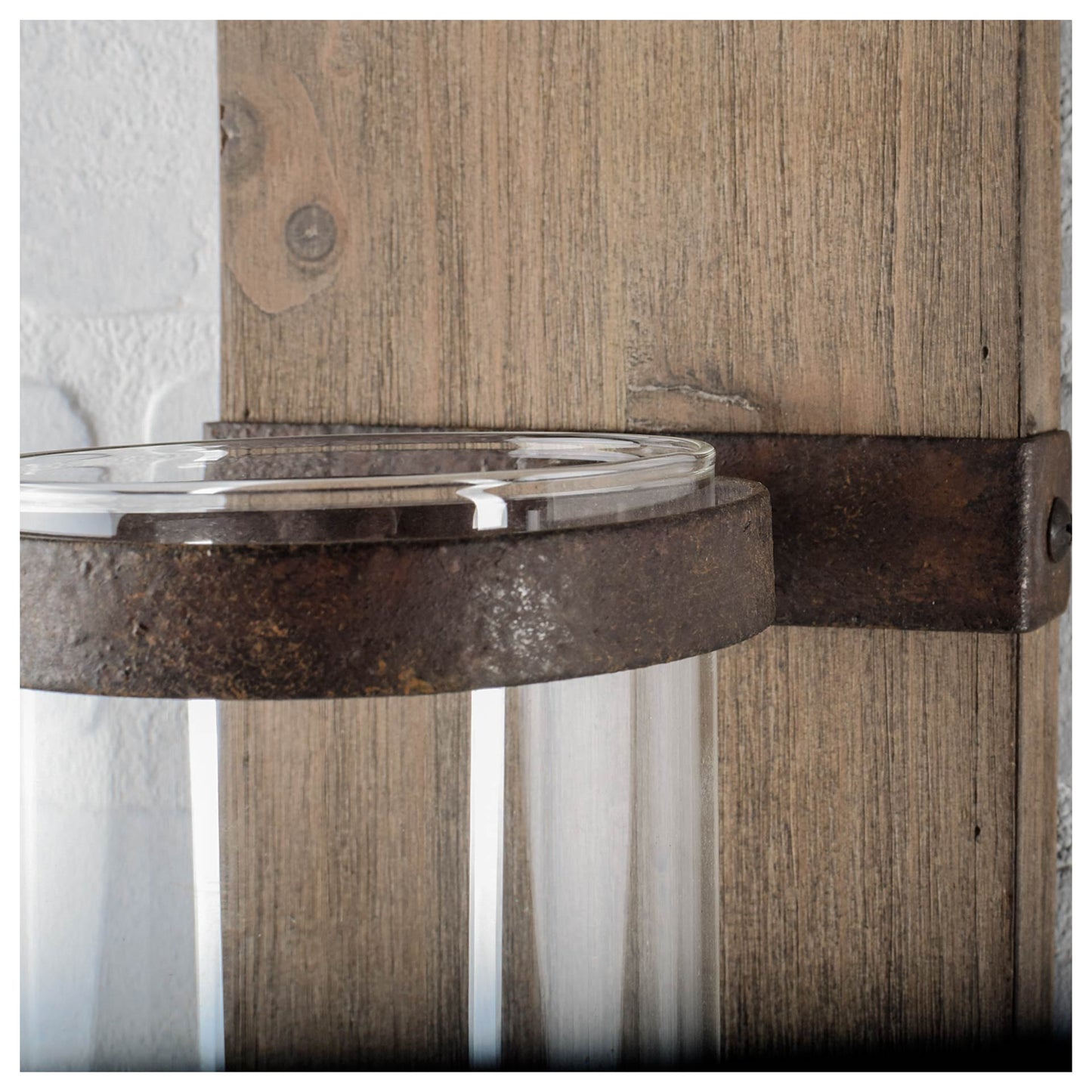 Lars 23.8"H Wood with Metal Accent Wall Candle Holder