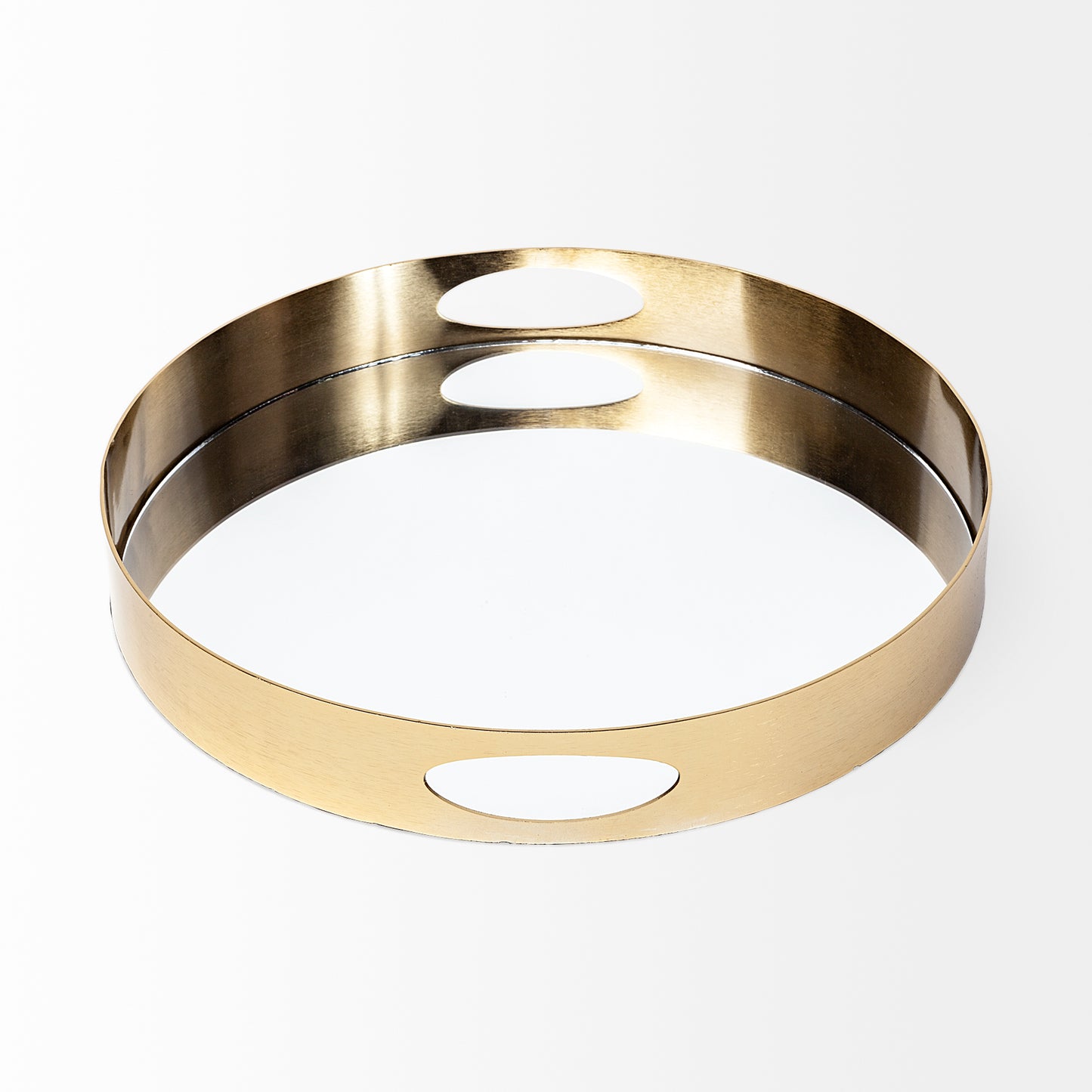 Serkis 15L x 15W Gold Metal Mirrored Base Round Tray