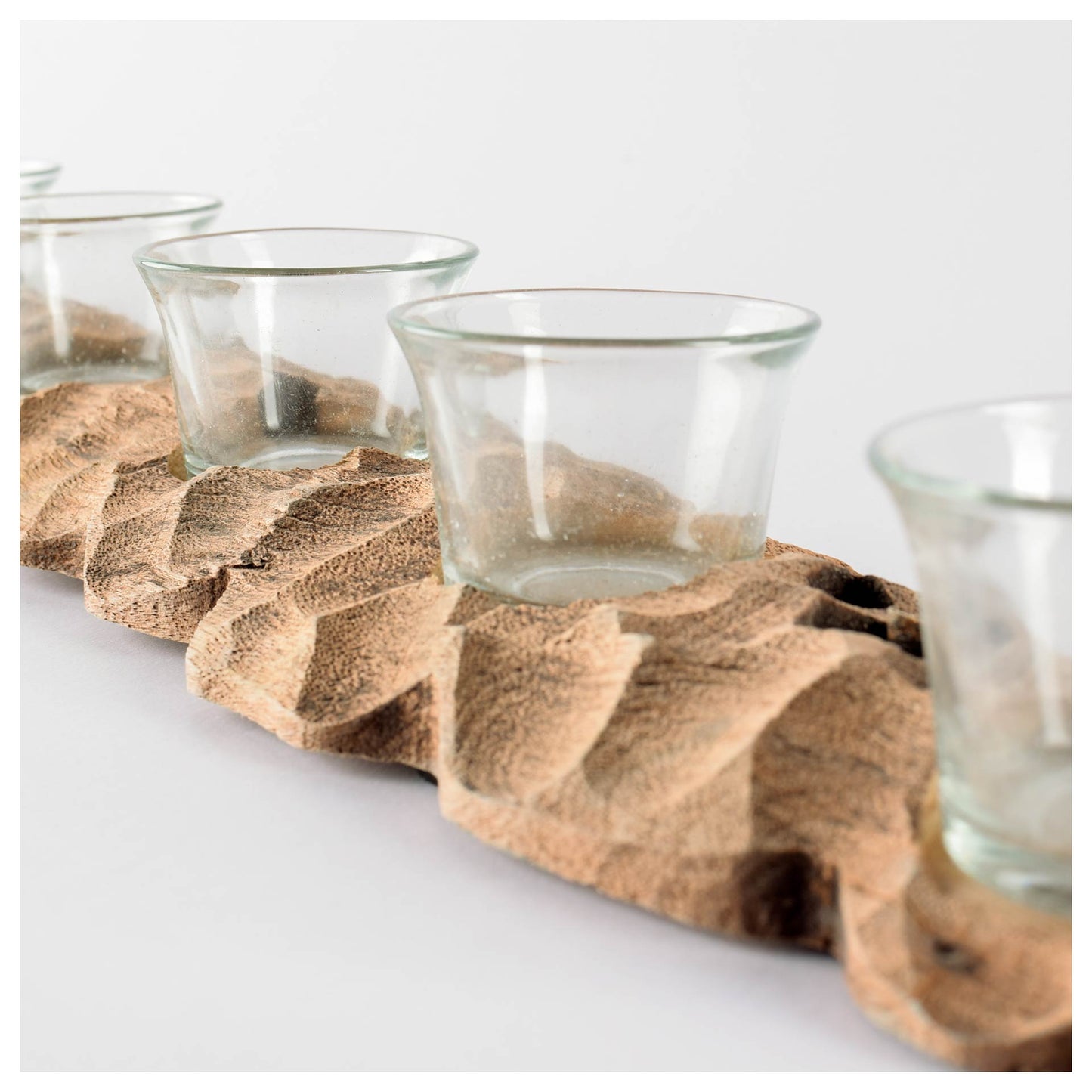 Yerba Reclaimed Mango Wood Five Tealight Table Candle Holder