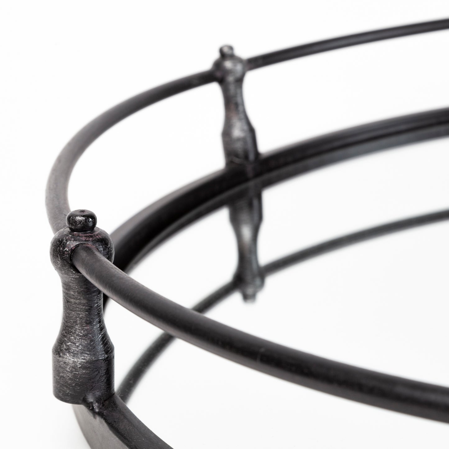 Kimbel 24L x 24W Black Metal Mirrored Base Round Tray