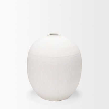 Karakum I Short White Textured Ceramic Vase