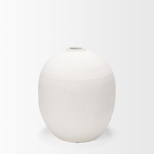 Karakum I Short White Textured Ceramic Vase