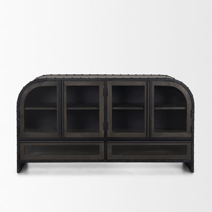 Gehry I 62.3x16.5 Black Metal Frame w/Wood Accent 4 Cabinet Door Two Drawer Sideboard