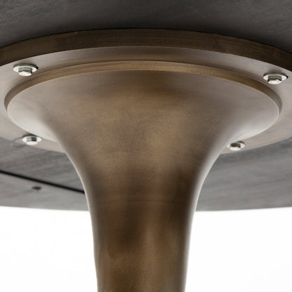 McLeod II 54 L x 54 W x 28.75 H Round Brown Solid Wood Top Gold Metal Base Dining Table