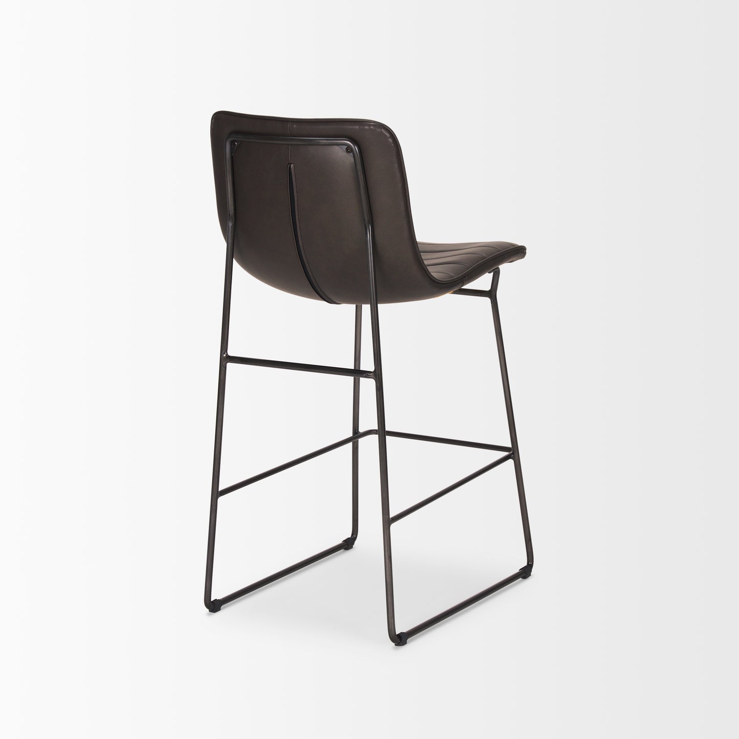 Meritt 37"H Black Faux-Leather Seat W/ Black Metal Frame Stool